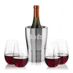 Ensemble refroidisseur de vin Genoa et 4 verres à vin sans pied Boston