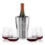 Ensemble refroidisseur de vin Genoa et 4 verres à vin sans pied Breckland