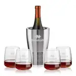Ensemble refroidisseur de vin Genoa et 4 verres à vin sans pied Dunhill 12.25 oz