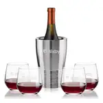 Ensemble refroidisseur de vin Genoa et 4 verres à vin sans pied Garland 13 oz