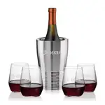 Ensemble refroidisseur de vin Genoa et 4 verres à vin sans pied Germain 12.5 oz