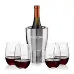 Ensemble refroidisseur de vin Genoa et 4 verres à vin sans pied Laurent 18.5 oz