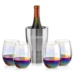 Ensemble refroidisseur de vin Genoa et 4 verres à vin sans pied Miami 19 oz