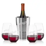Ensemble refroidisseur de vin Genoa et 4 verres à vin sans pied Oldham 15 oz