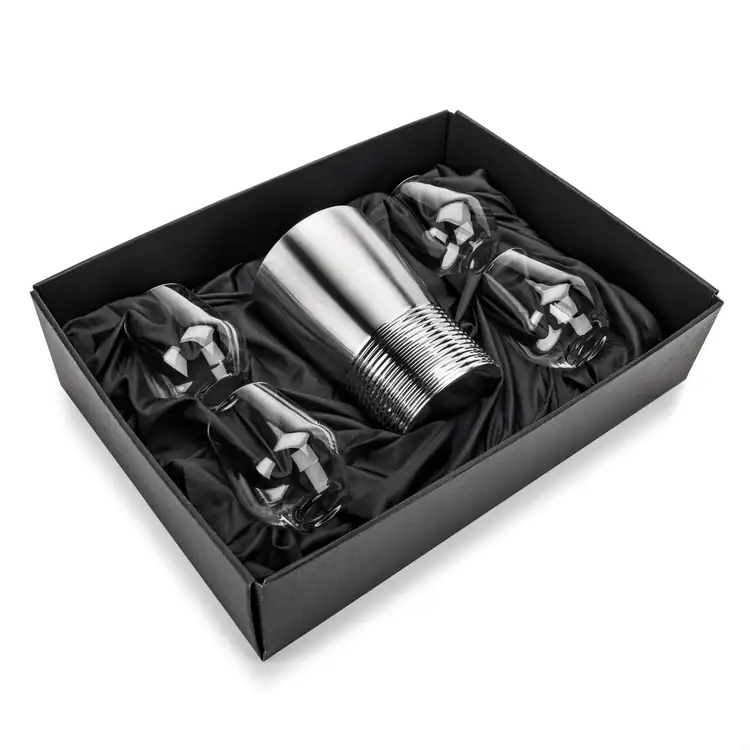 Genoa Wine Cooler and 4 Reina Stemless Wine Glass Set #2