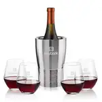 Ensemble refroidisseur de vin Genoa et 4 verres à vin sans pied Reina