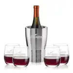 Ensemble refroidisseur de vin Genoa et 4 verres à vin sans pied Salem 11.5 oz