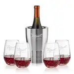 Genoa Wine Cooler and 4 Templeton Stemless Wine Glass Set