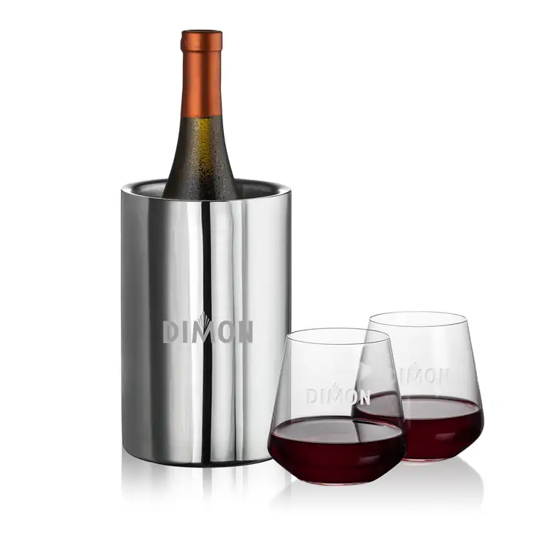 Jacobs Wine Cooler and 2 Cannes 13.5 oz Stemless Wine Glass Set