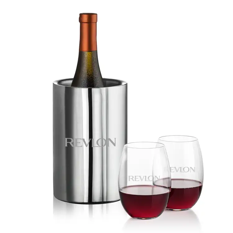 Jacobs Wine Cooler and 2 Carlita Stemless Wine Glass Set