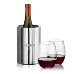 Ensemble refroidisseur de vin Jacobs et 2 verres à vin sans pied Stanford