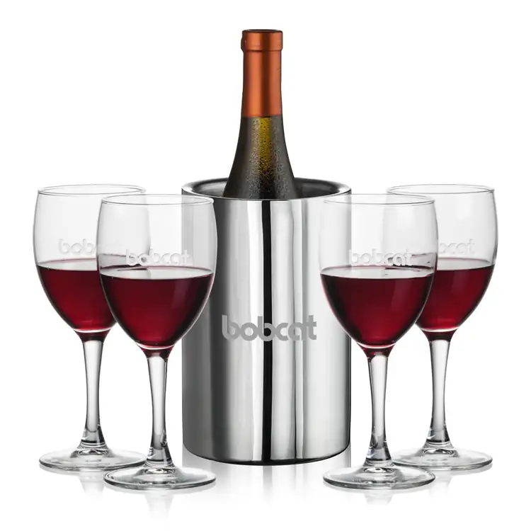 Jacobs Wine Cooler and 4 Carberry Wine Glass Set
