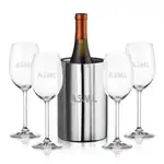 Ensemble refroidisseur de vin Jacobs et 4 verres à vin Woodbridge