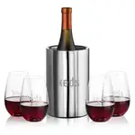 Ensemble refroidisseur de vin Jacobs et 4 verres à vin sans pied Boston