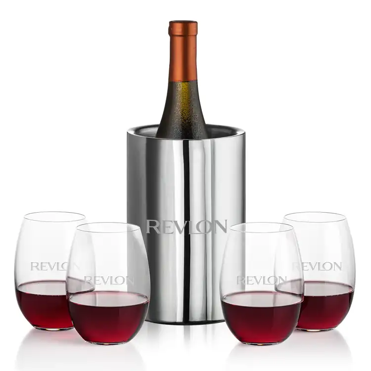 Ensemble refroidisseur de vin Jacobs et 4 verres à vin sans pied Carlita