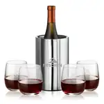 Ensemble refroidisseur de vin Jacobs et 4 verres à vin sans pied Crestview 12 oz