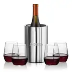 Ensemble refroidisseur de vin Jacobs et 4 verres à vin sans pied Germain 12.5 oz