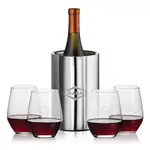 Ensemble refroidisseur de vin Jacobs et 4 verres à vin sans pied Mandelay