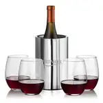 Ensemble refroidisseur de vin Jacobs et 4 verres à vin sans pied Stanford