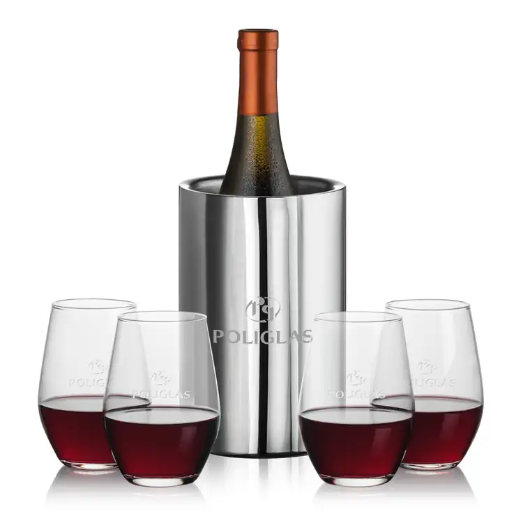 Jacobs Wine Cooler and 4 Vale Stemless Wine Glass Set