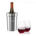 Ensemble refroidisseur de vin Milano et 2 verres à vin sans pied Carlita