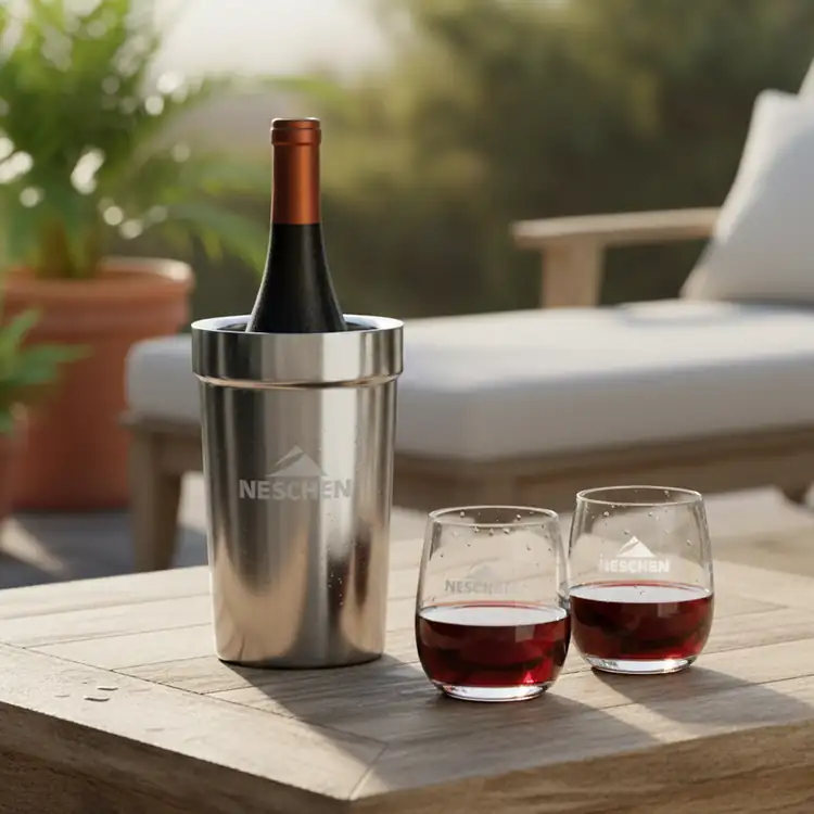 Milano Wine Cooler and 2 Crestview 12 oz Stemless Wine Glass Set #3