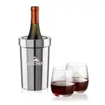 Ensemble refroidisseur de vin Milano et 2 verres à vin sans pied Crestview 12 oz
