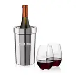 Ensemble refroidisseur de vin Milano et 2 verres à vin sans pied Laurent 18.5 oz
