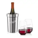 Ensemble refroidisseur de vin Milano et 2 verres à vin sans pied Oldham 15 oz
