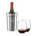 Ensemble refroidisseur de vin Milano et 2 verres à vin sans pied RIEDEL