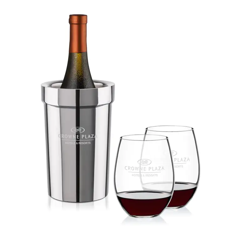 Milano Wine Cooler and 2 RIEDEL Stemless Wine Glass Set