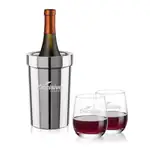 Ensemble refroidisseur de vin Milano et 2 verres à vin sans pied Salem 11.5 oz
