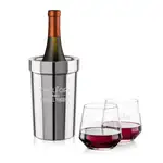 Ensemble refroidisseur de vin Milano et 2 verres à vin sans pied Tucson 13.5 oz