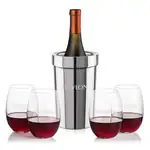 Ensemble refroidisseur de vin Milano et 4 verres à vin sans pied Carlita