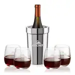 Ensemble refroidisseur de vin Milano et 4 verres à vin sans pied Crestview 12 oz