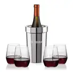 Ensemble refroidisseur de vin Milano et 4 verres à vin sans pied Germain 12.5 oz