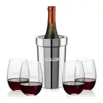 Ensemble refroidisseur de vin Milano et 4 verres à vin sans pied Laurent 18.5 oz