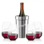 Ensemble refroidisseur de vin Milano et 4 verres à vin sans pied Oldham 15 oz