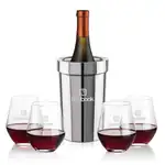 Ensemble refroidisseur de vin Milano et 4 verres à vin sans pied Reina