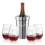 Milano Wine Cooler and 4 Templeton Stemless Wine Glass Set