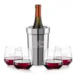 Ensemble refroidisseur de vin Milano et 4 verres à vin sans pied Tucson 13.5 oz