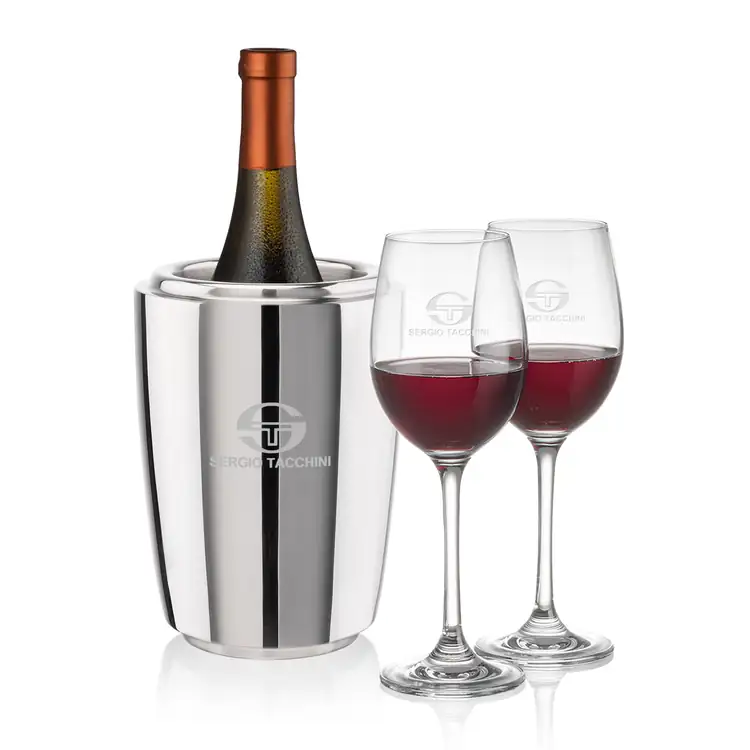 Pescara Wine Cooler and 2 Burlington Wine Glass Set