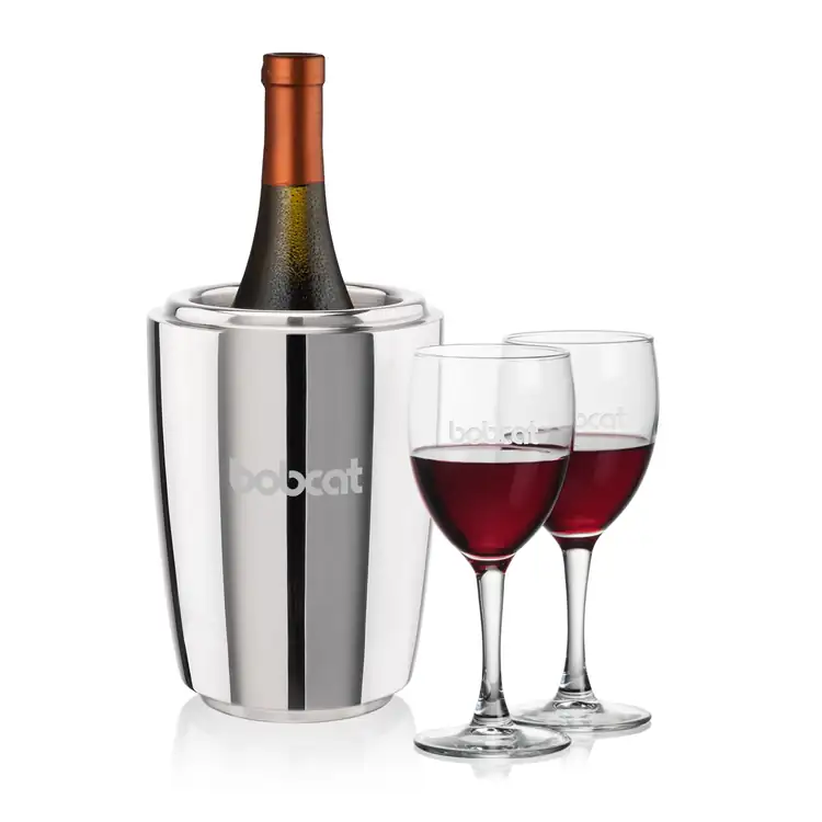 Pescara Wine Cooler and 2 Carberry Wine Glass Set