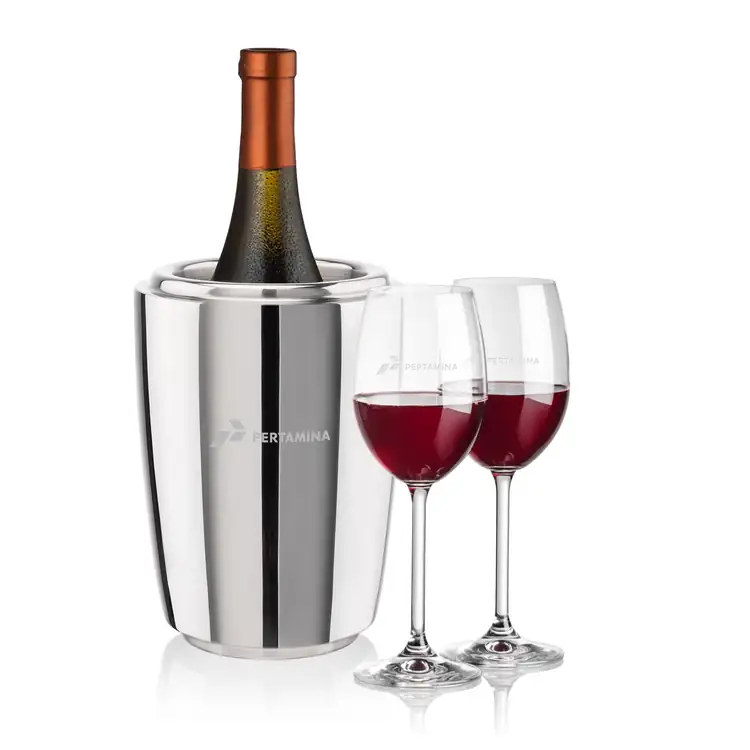 Pescara Wine Cooler and 2 Naples Wine Glass Set