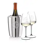 Ensemble refroidisseur de vin Pescara et 2 verres à vin RIEDEL Trauben