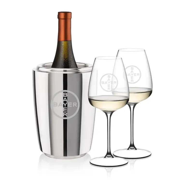 Pescara Wine Cooler and 2 RIEDEL Trauben Wine Glass Set