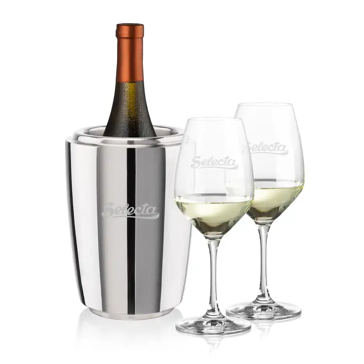 Pescara Wine Cooler and 2 Santiago Wine Glass Set