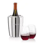 Ensemble refroidisseur de vin Pescara et 2 verres à vin sans pied Carlita