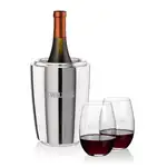 Ensemble refroidisseur de vin Pescara et 2 verres à vin sans pied Laurent 18.5 oz