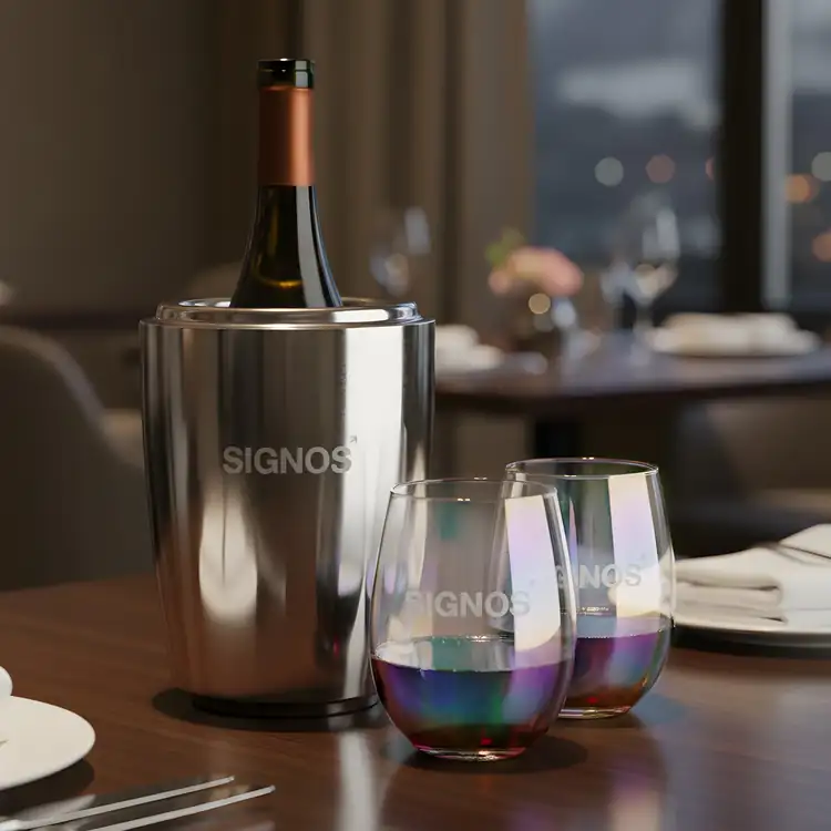 Ensemble refroidisseur de vin Pescara et 2 verres à vin sans pied Miami 19 oz #3